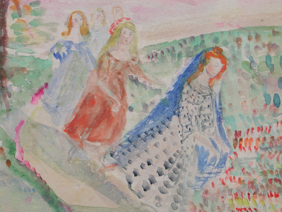 Monogramme Y D "Scènes mythologiques" 1918  5 aquarelles  43x54-photo-4